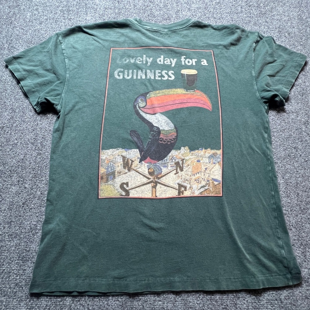 Abercrombie & Fitch Guinness Toucan Graphic T-Shirt Green Relaxed XL - Picture 5 of 10